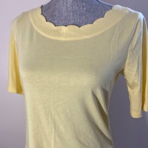 Talbots XS NWOT Yellow Cotton Scalloped Neckline